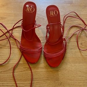 Lace up red heel